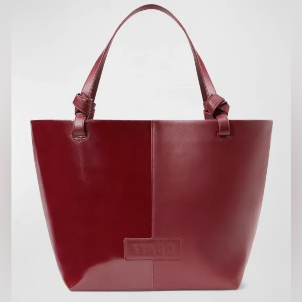 IDA SPLIT LEATHER TOTE BAG IN BORDEAUX/SILVER